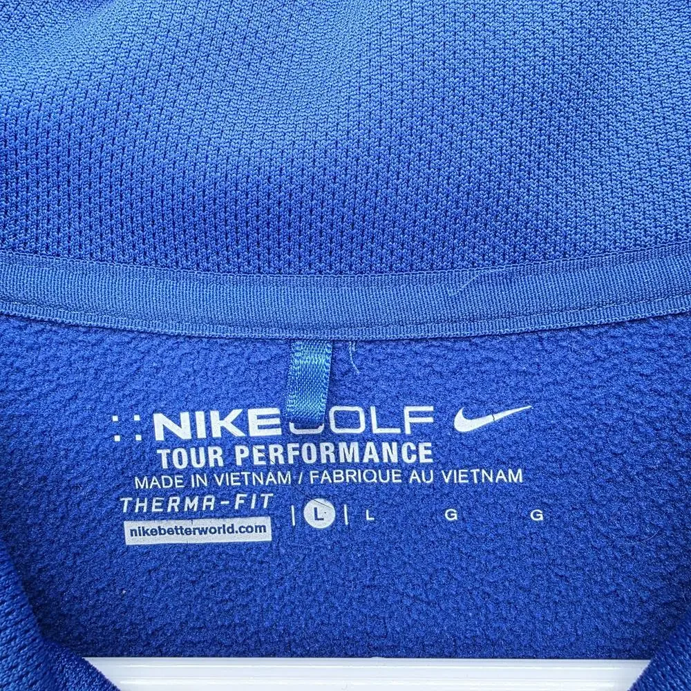 Nike Sweatshirt Mens L Blue Pullover 1/4 Zip Pockets Therma-Fit Golf Embroidered